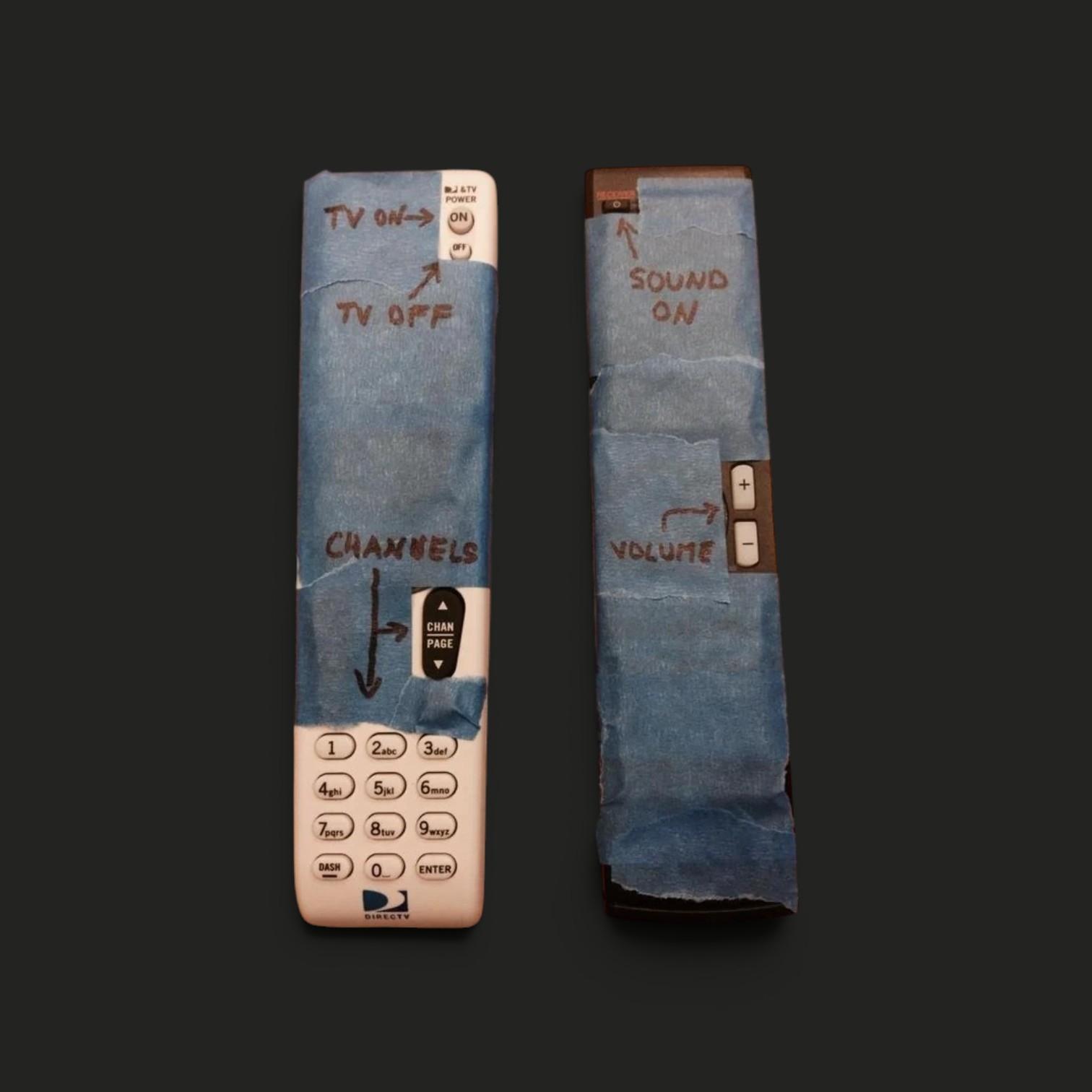TV remote with tape