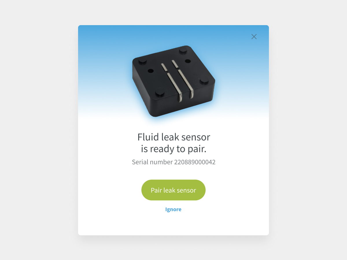 Pairing fluid leak sensor