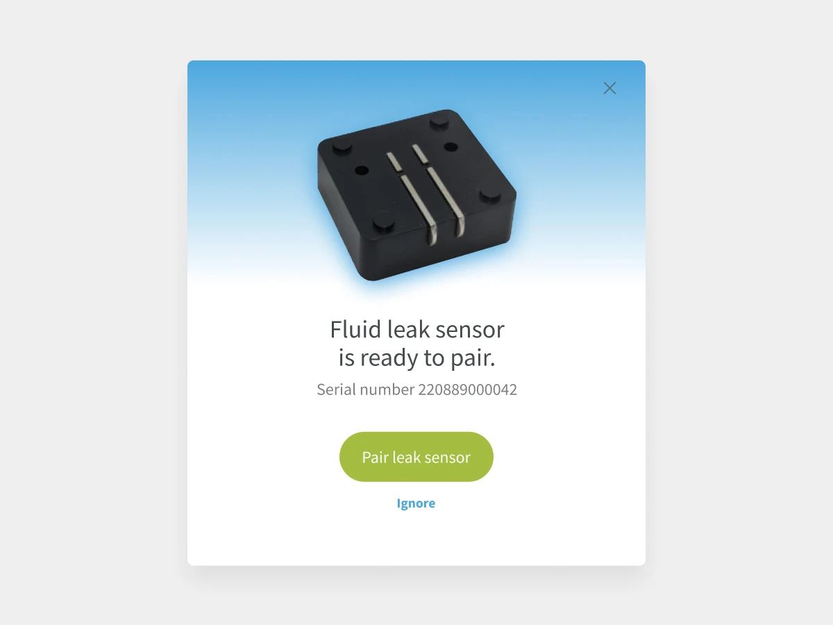 Pairing fluid leak sensor