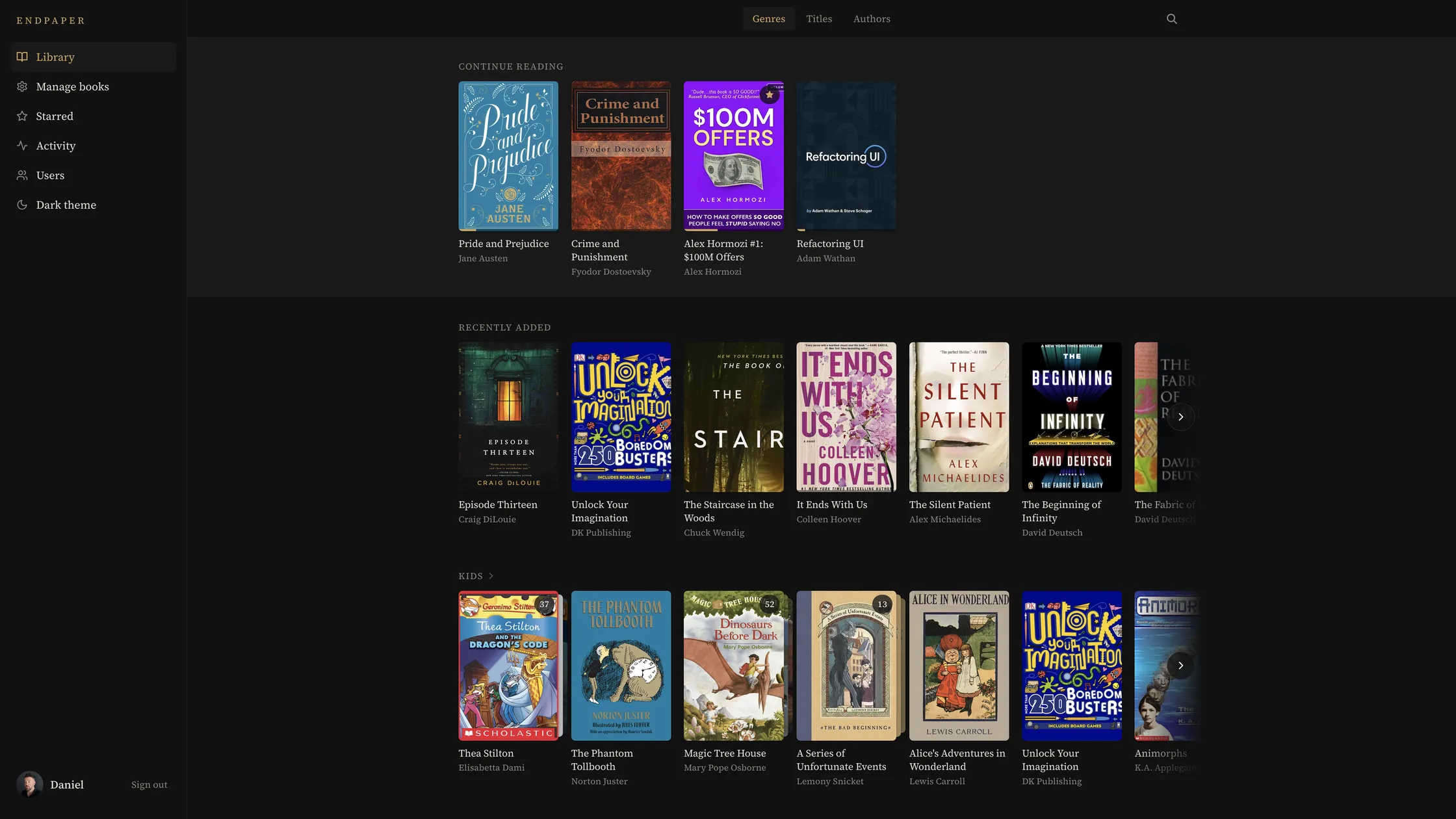 The Endpaper library in a browser