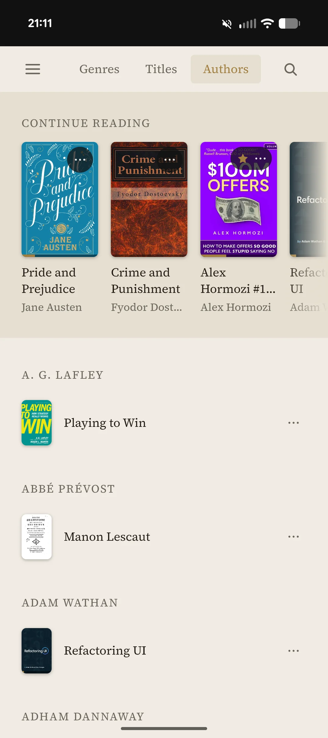 Mobile library, Authors: books grouped by author
