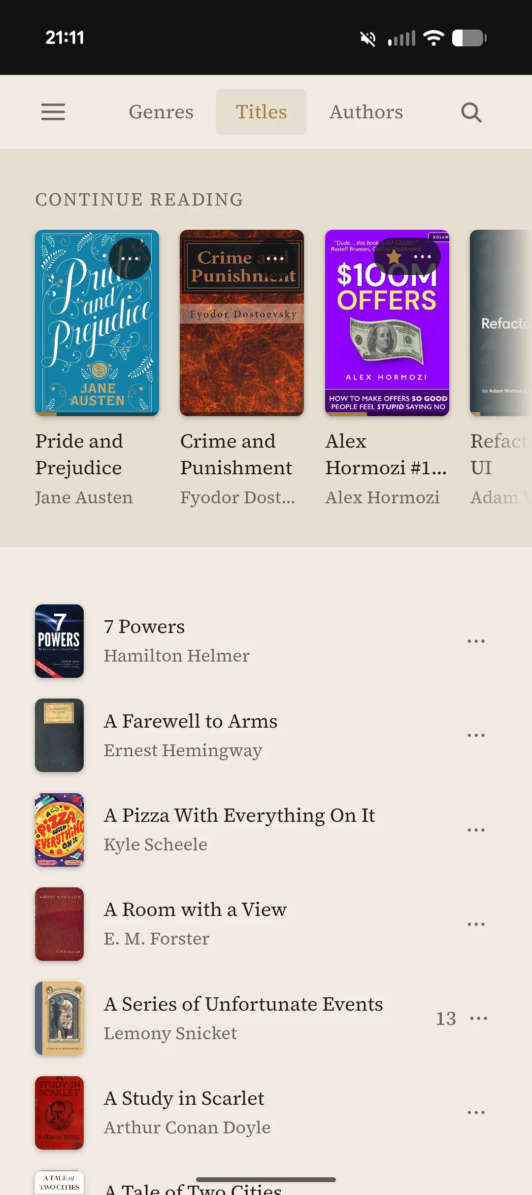 Mobile library, Titles: an alphabetical list of books