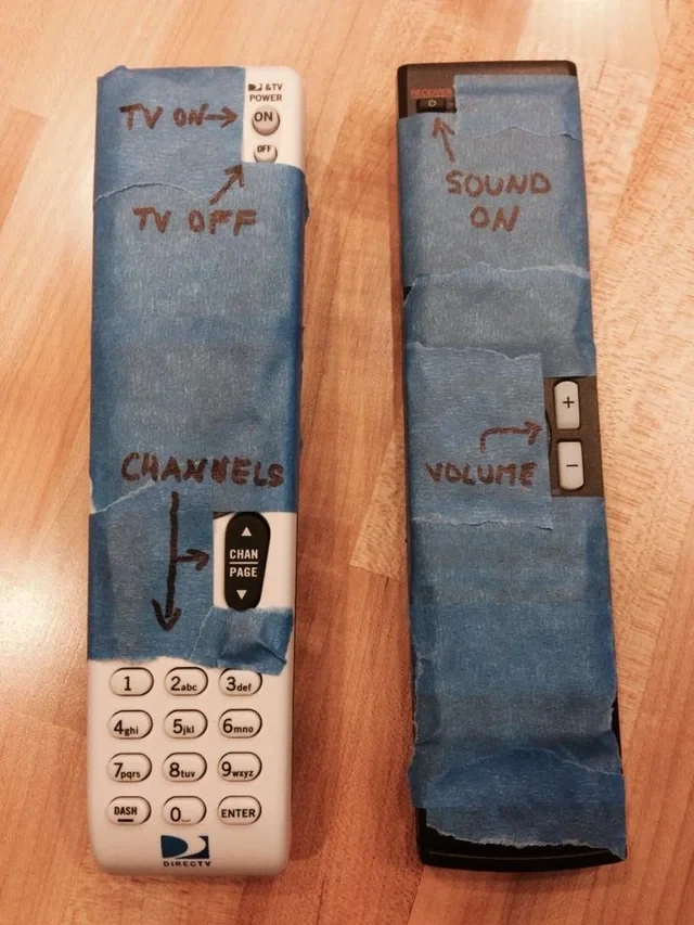 TV remote with tape
