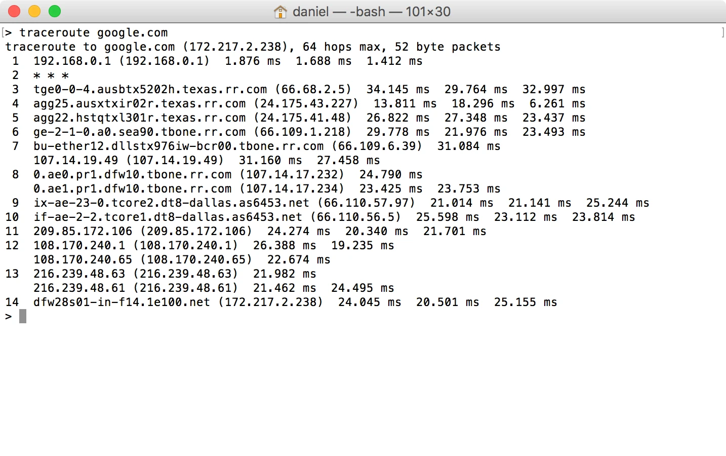traceroute to google.com